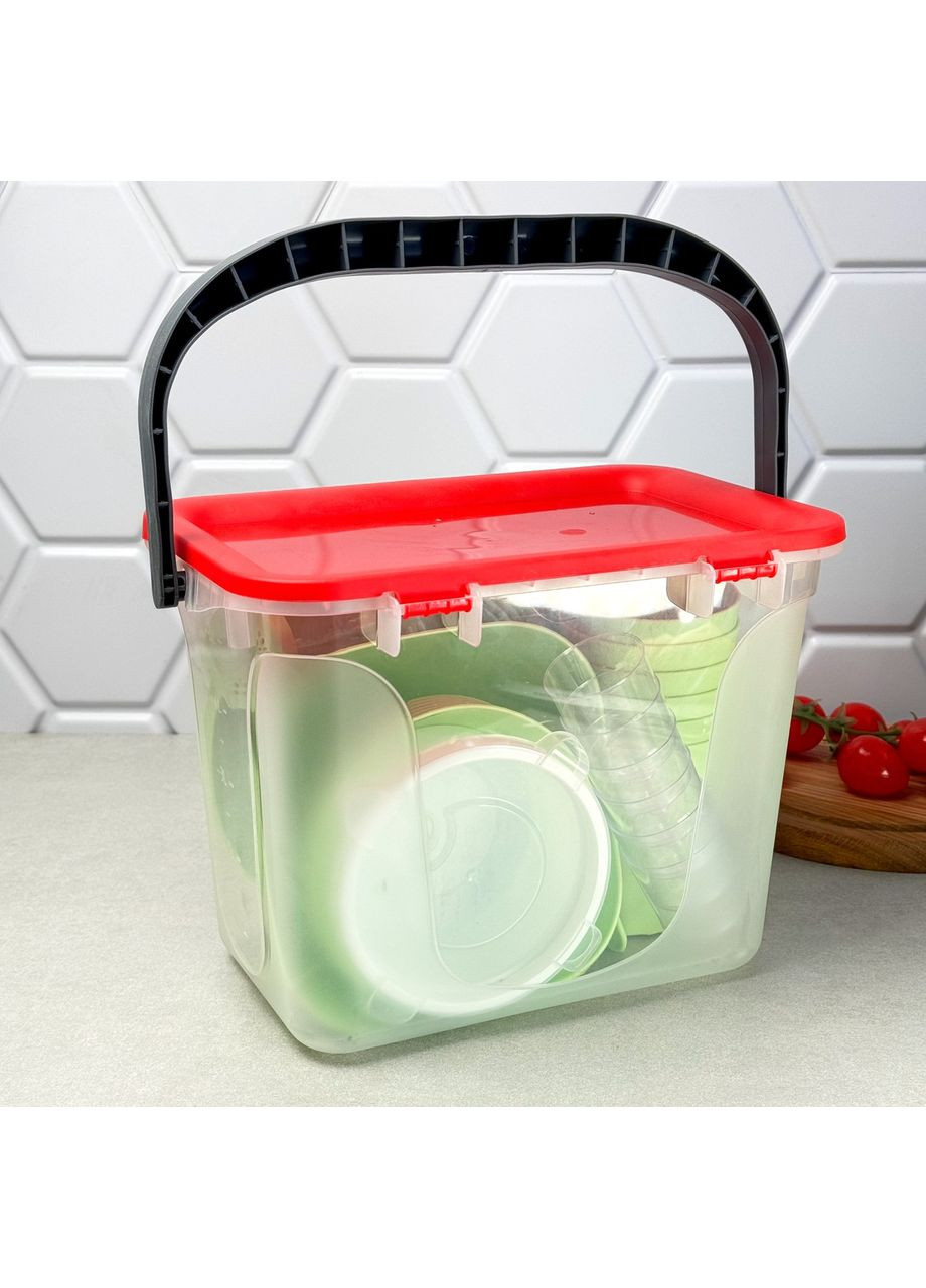 Набор пластиковой посуды для пикника 41 предмет, зелёный No Brand (365815088)