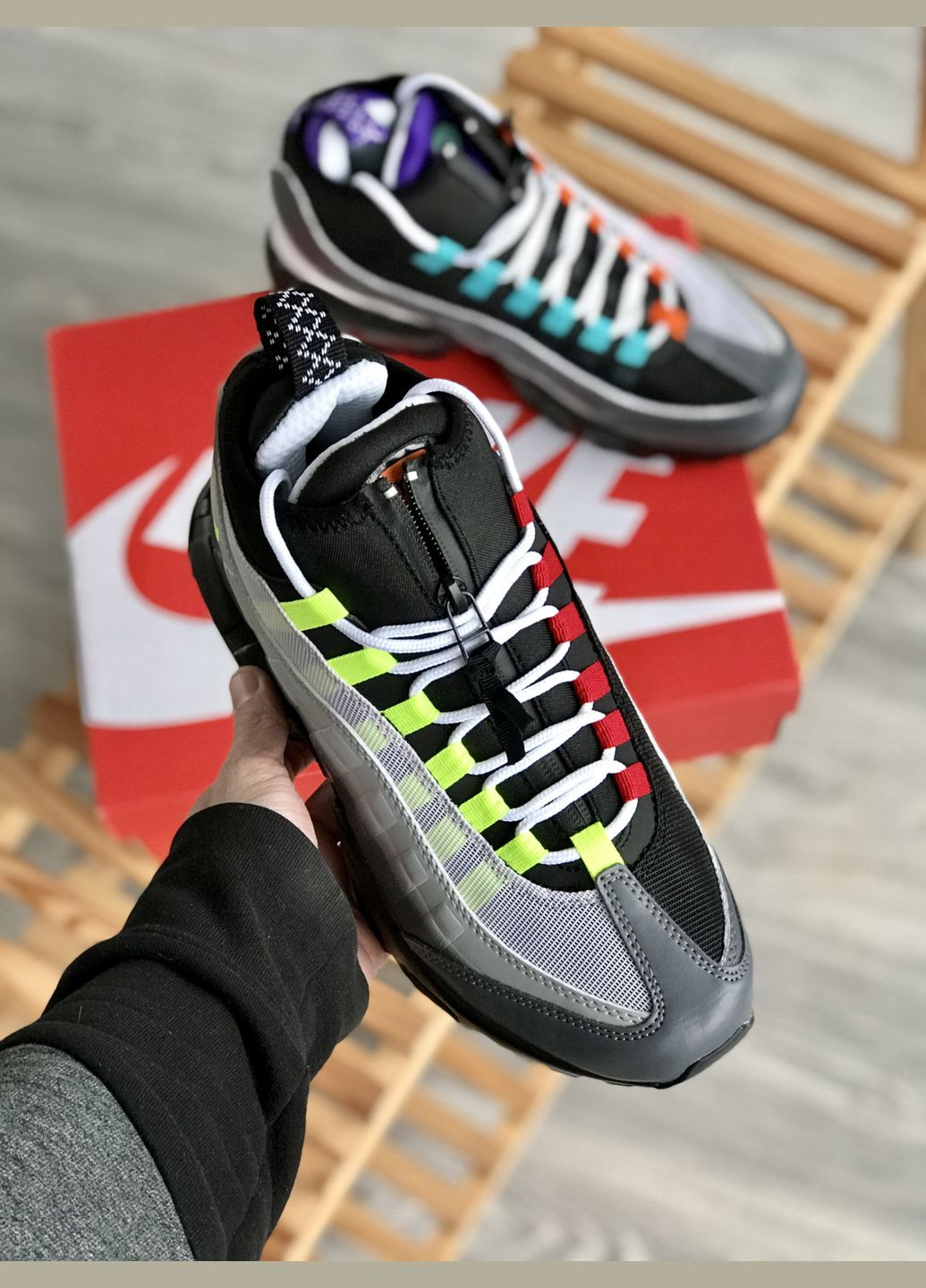 Сірі Зимовий кросівки зимові чоловічі No Brand 95 Sneakerboot winter grey | Найк 95 Снікербут