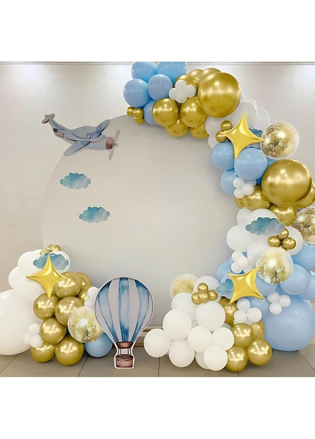 Набір 100 куль для арки фотозони Майбутній капітан Білий і золото No Brand (360559784)