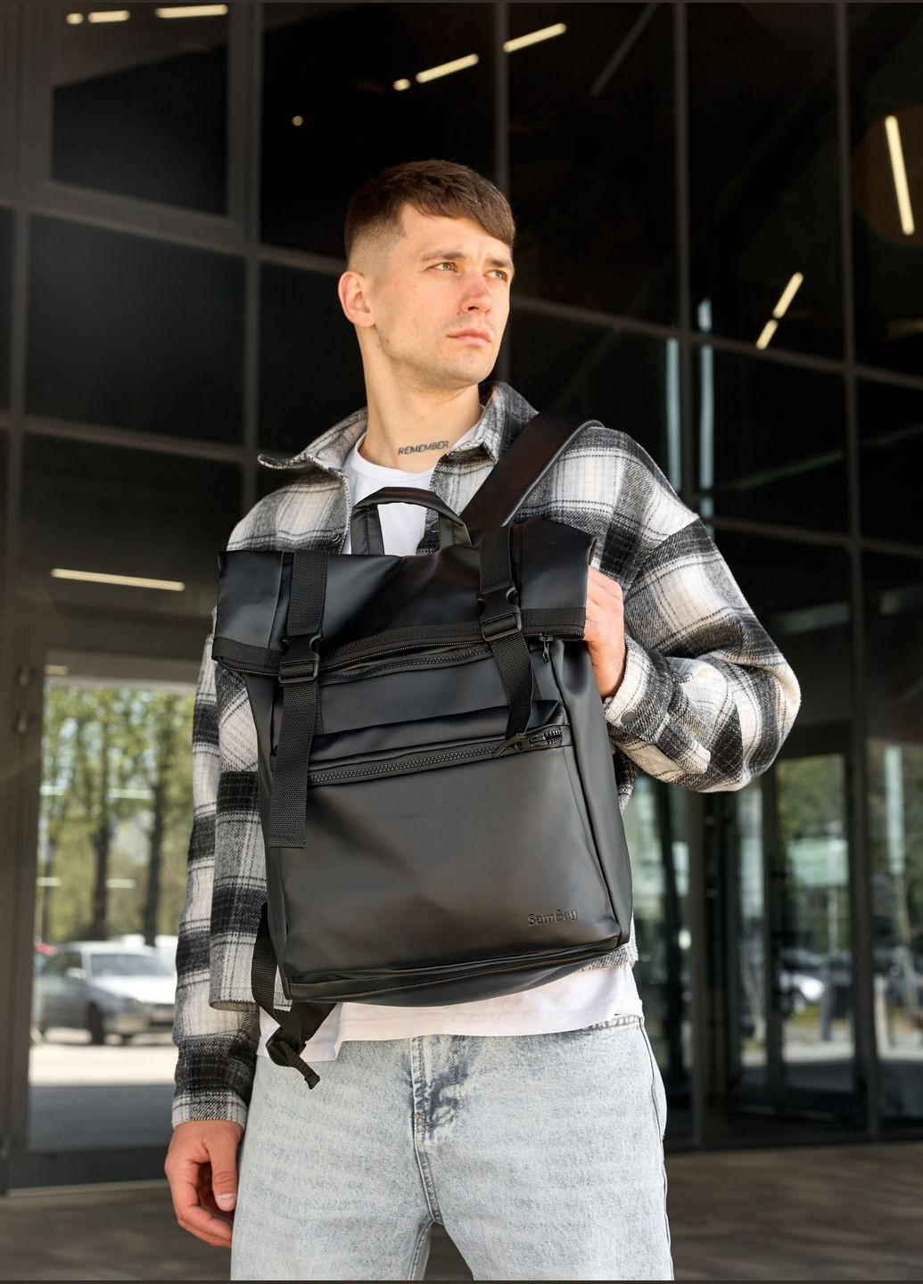 Чоловічий рюкзак ролл RollTop Zard чорний Sambag (324801487)