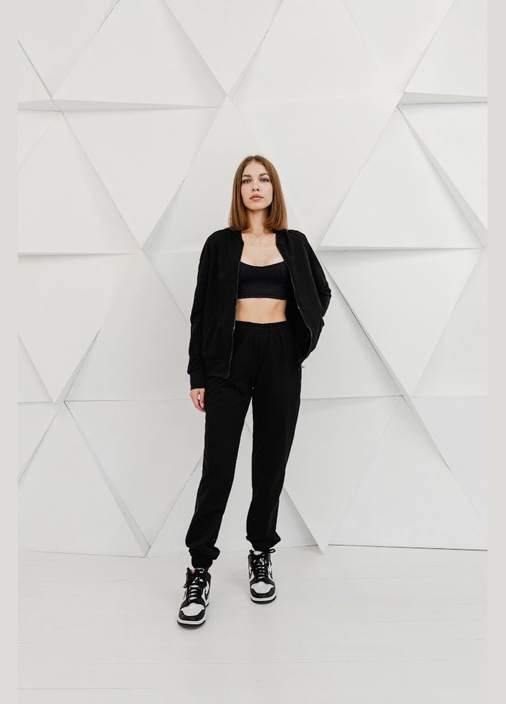 Черная демисезонная бомбер женский hc (h001-8222-057) No Brand