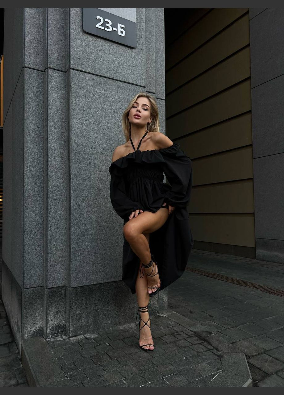 Черное кэжуал платье INLABEL однотонное