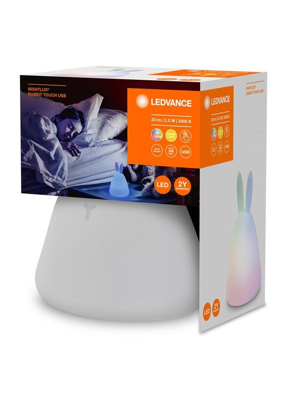 Cвітильник нічник з акумулятором NIGHTLUX TOUCH Rabbit 2.5Вт 100Лм 1200мА•год RGBW USB-A > microUSB Ledvance (315502507)