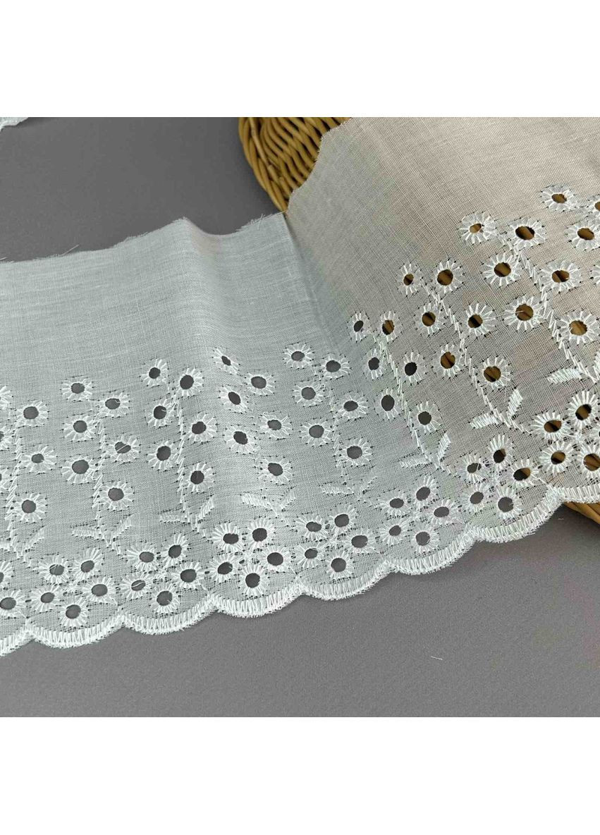 (TJ-20270) Мереживо на батистовій стрічці 14,5 см - білосніжний Plus-plus (354793896)