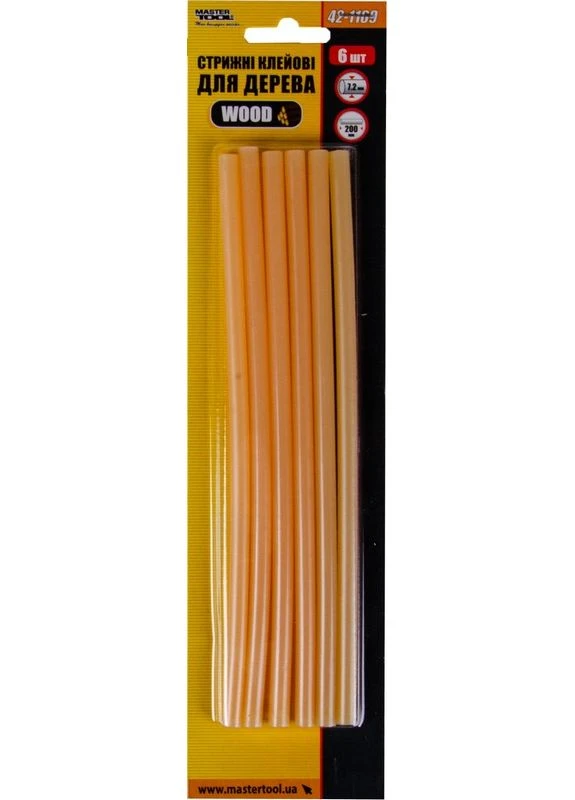 Стрижні клейові WOOD 7.2х200 мм 6 шт для дерева 42-1169 Mastertool (365626816)