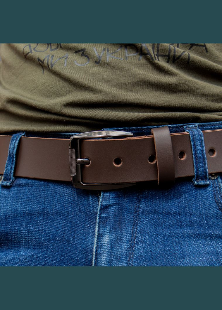 Ремінь шкіряний коричневий з чорною пряжкою SD Leather (357489777)