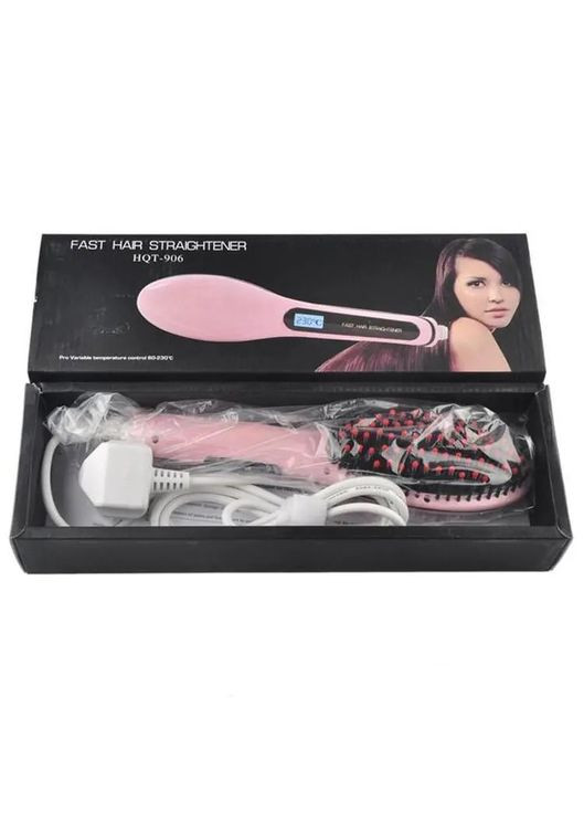 Гребінець випрямляч електричний HQT-906 для всіх видів волосся Рожевий Good Idea (325219444)