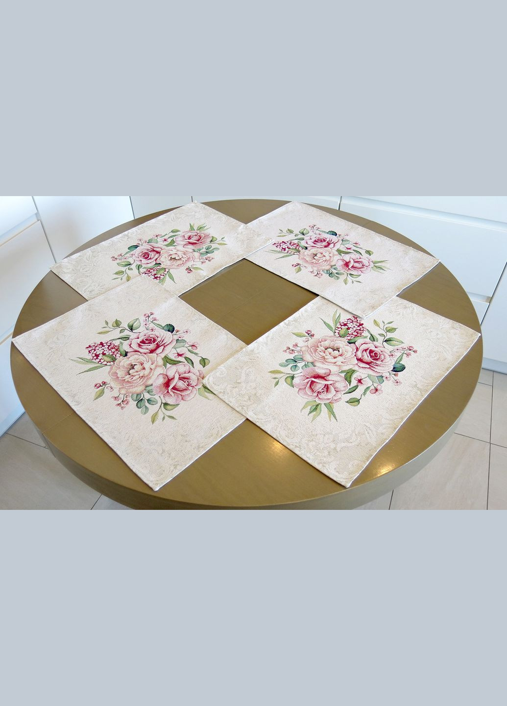 Салфетка под тарелку гобеленовая ланчмат сервировочный коврик "Нежная Роза" набор из 2 салфеток. Maystat (305390140)