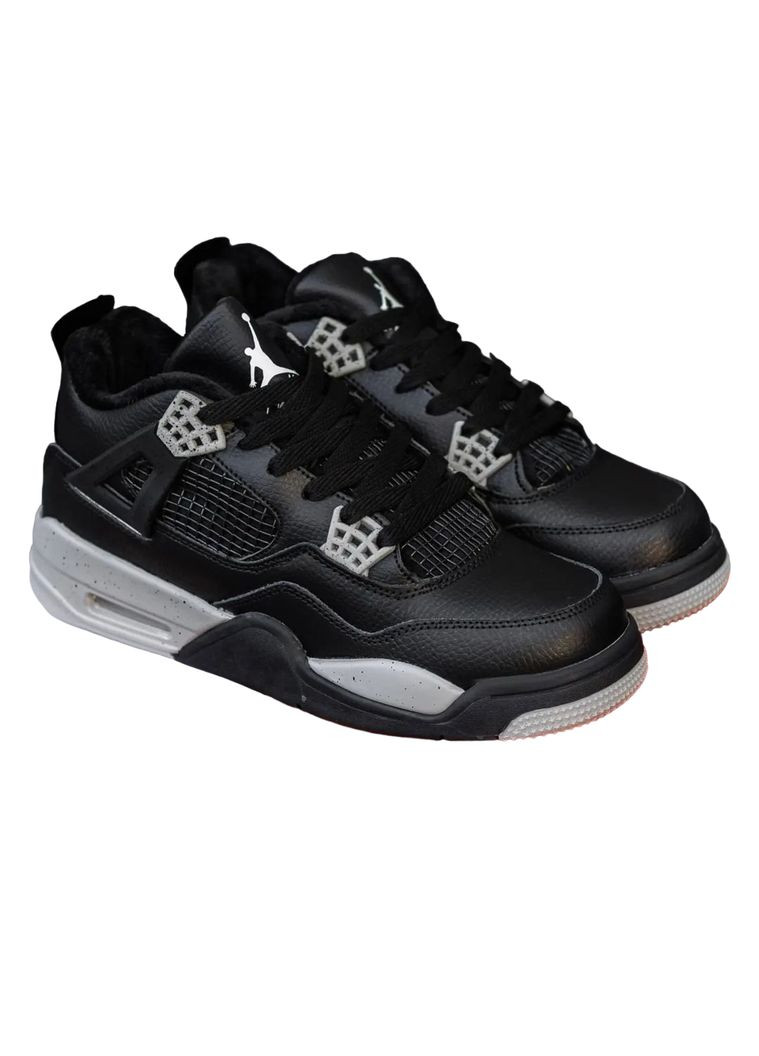 Цветные зимние кроссовки nike air jordan с мехом 4 retro черные с серым Nike Jordan Air Jordan 4 Retro