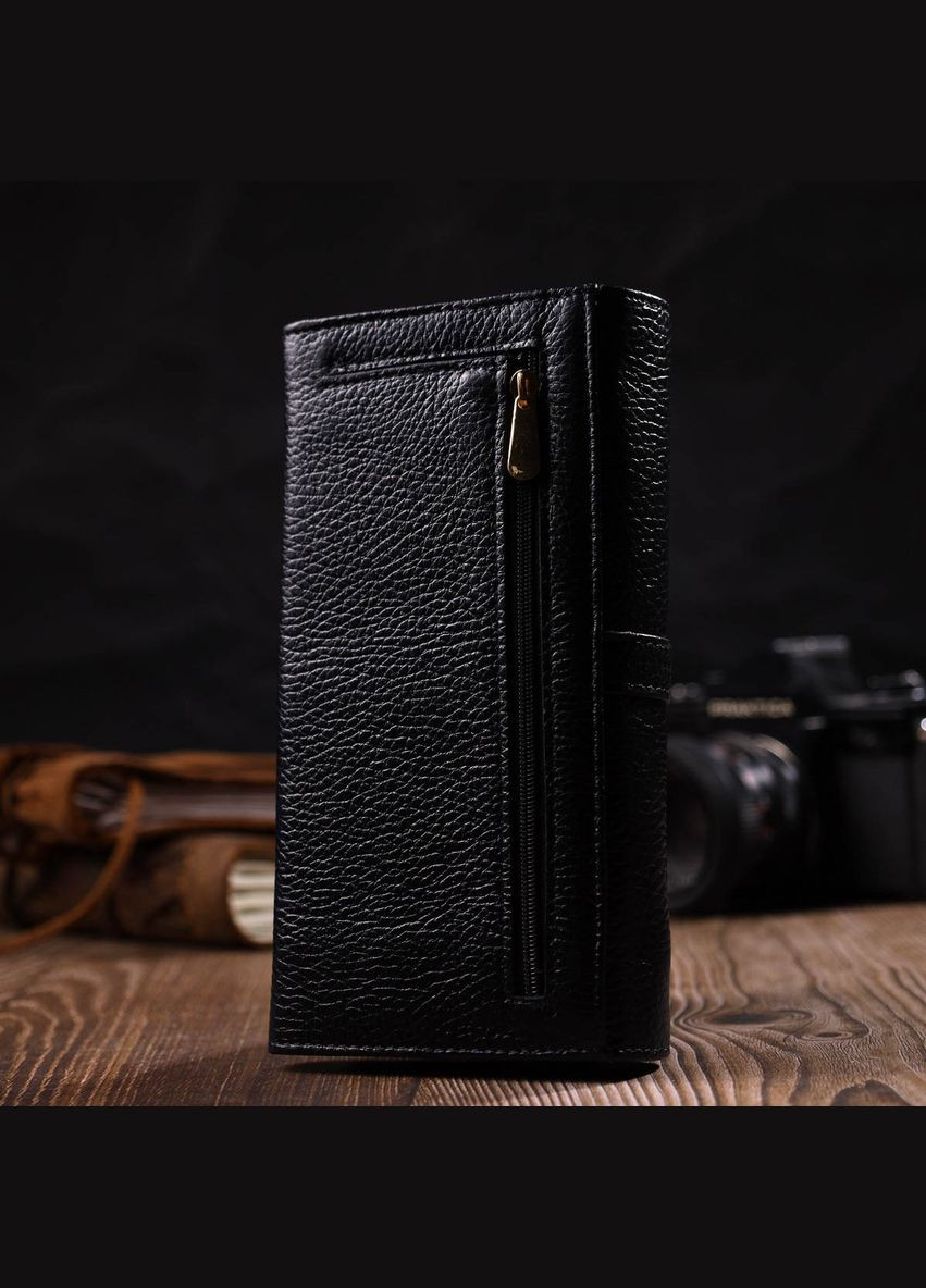 Жіночий гаманець із натуральної шкіри з монетницею та відділеннями для карт чорний (sku_21961) No Brand (328218539)