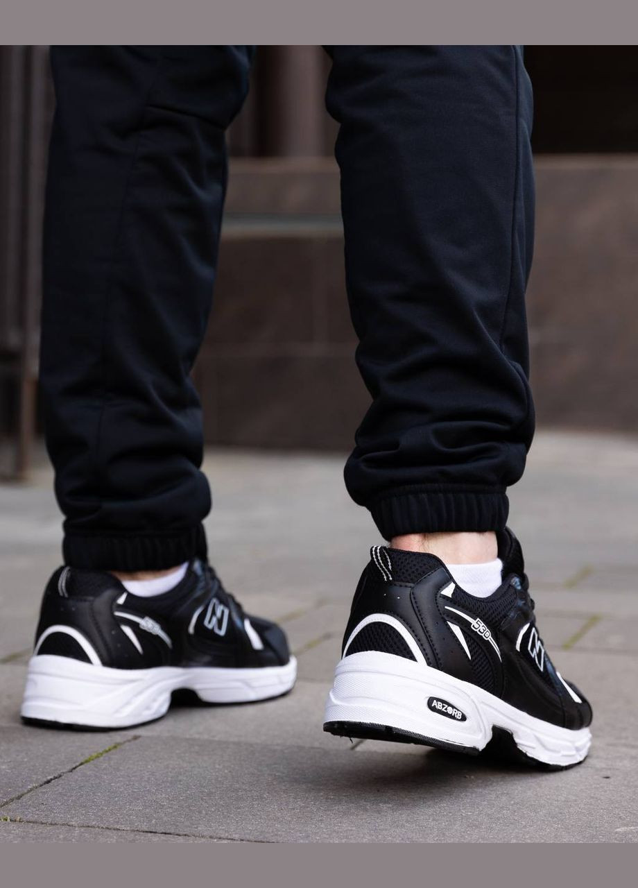 Черно-белые демисезонные мужские кроссовки No Brand