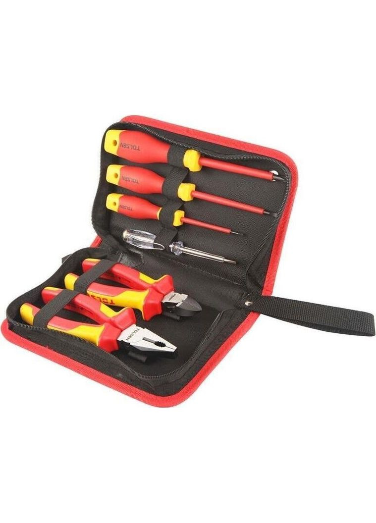 Набор инструментов VDE, диэлектрический, 6шт, для электричества 1000В, CrV и S2 (V83306) Tolsen (360425230)