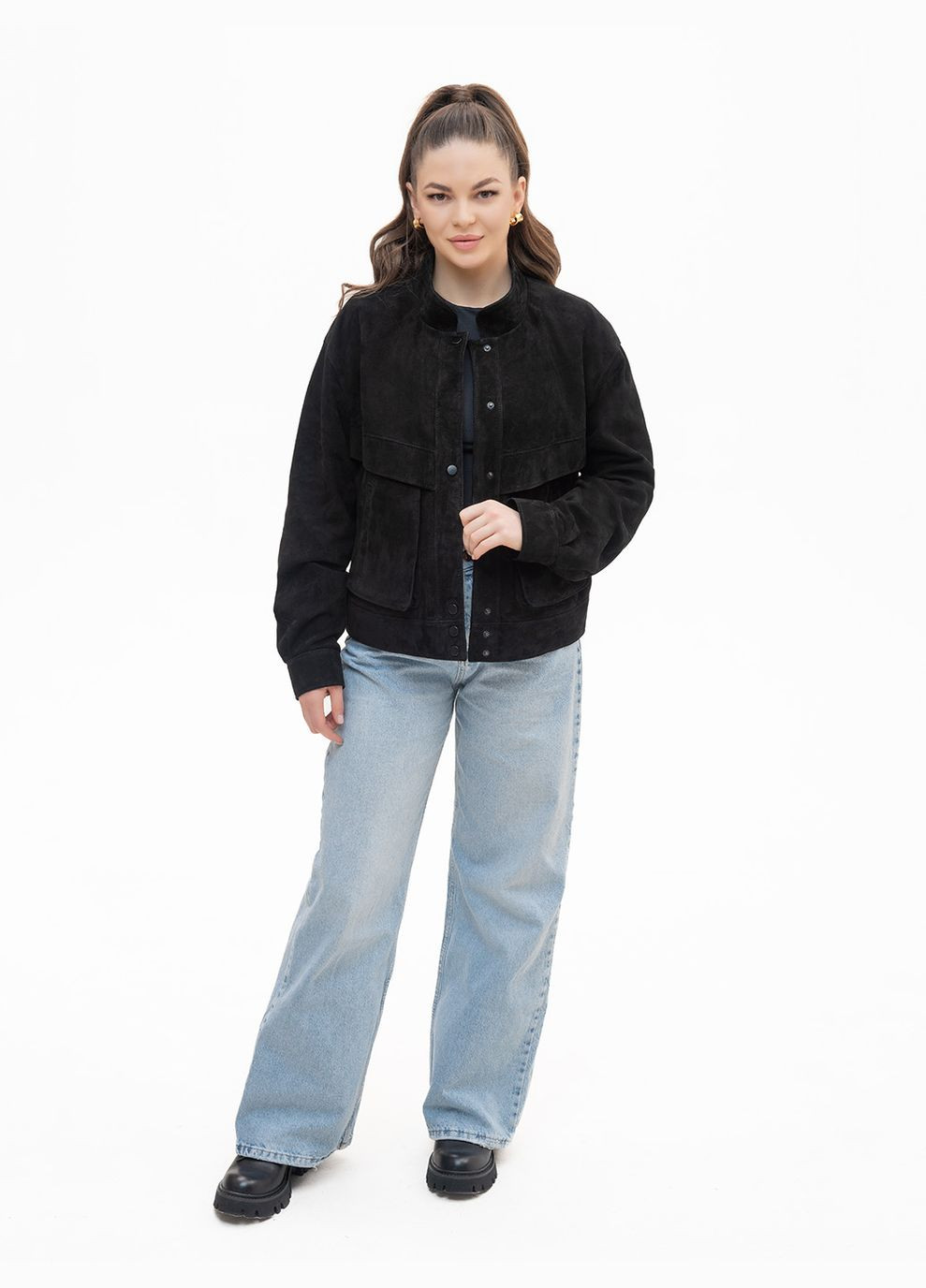 Чорна демісезонна жіноча шкіряна куртка весна Fabio Monti