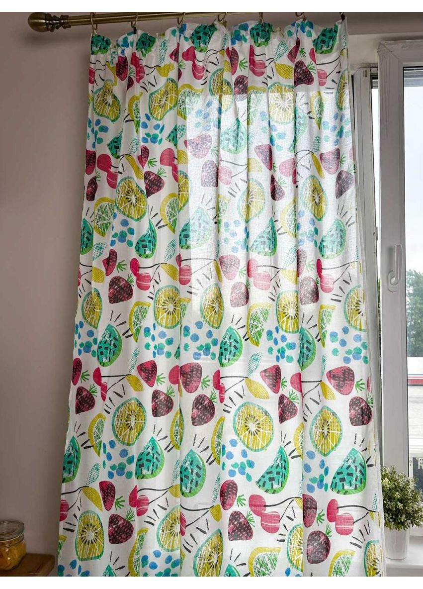 Гардин Red cherries 145х250см тюль для окна полупрозрачная шторная лента ProDobro (369365425)