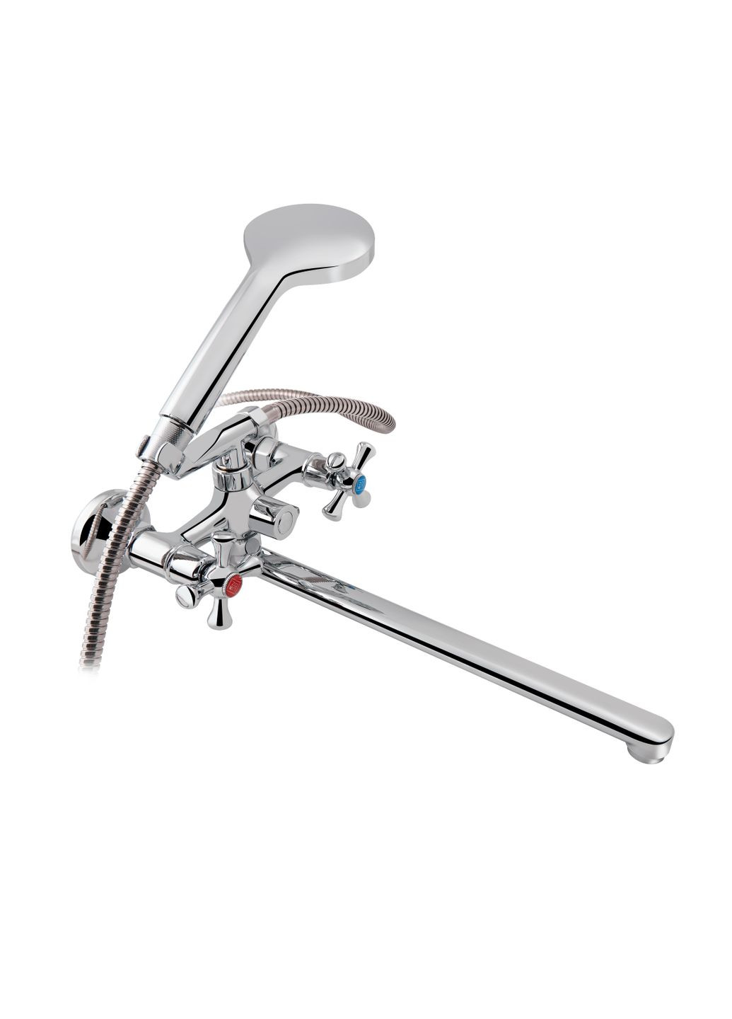 Змішувач для ванни Lamb з поворотним виливом двохвентильний (з душовим гарнітуром) LDLAM140CRM22144 Chrome LIDZ 140 (346492234)