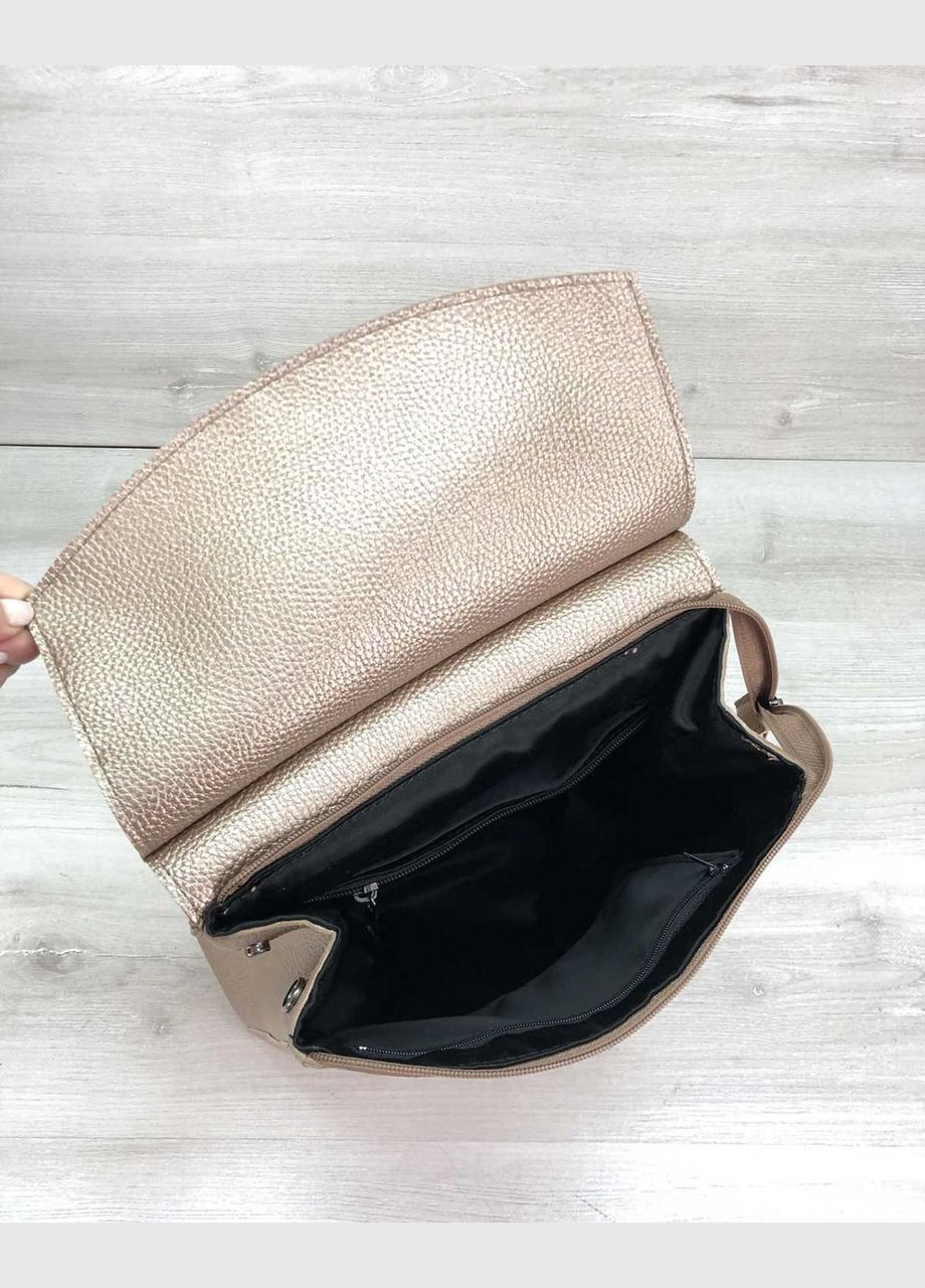 Жіночий міський рюкзак-сумка з екошкіри 44213 золотистого кольору WeLassie (298920956)