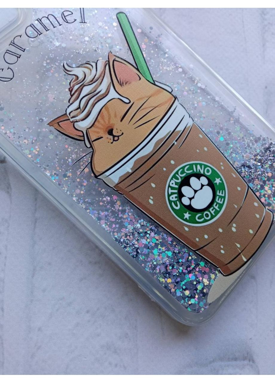 Чохол з плаваючими блискітками Samsung Galaxy A32 Срібний:: Капучіно котик (принт 97) Creative (360701286)