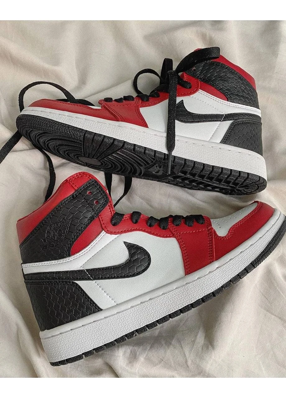 Белые демисезонные кроссовки мужские nike air jordan 1 retro high black red white 1 найк аир джордан белые No Brand