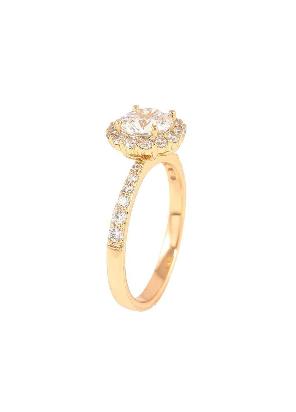 Каблучка Позолота 18K «Фіаніт в обрамленні цирконію» (257290) р. Xuping Jewelry (356457423)