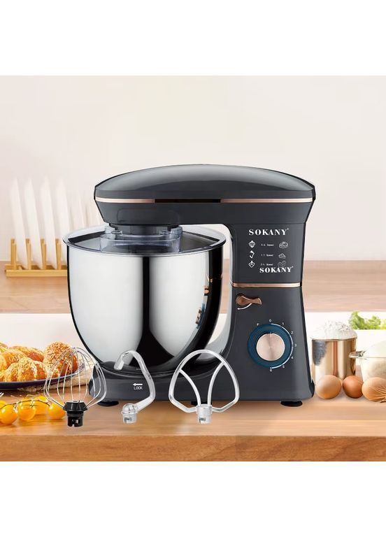 Планетарний міксер з нержавіючої сталі з 6 швидкостями електричний кухонний комбайн тістоміс з чашею 11 л (EM432) Sokany (372478375)