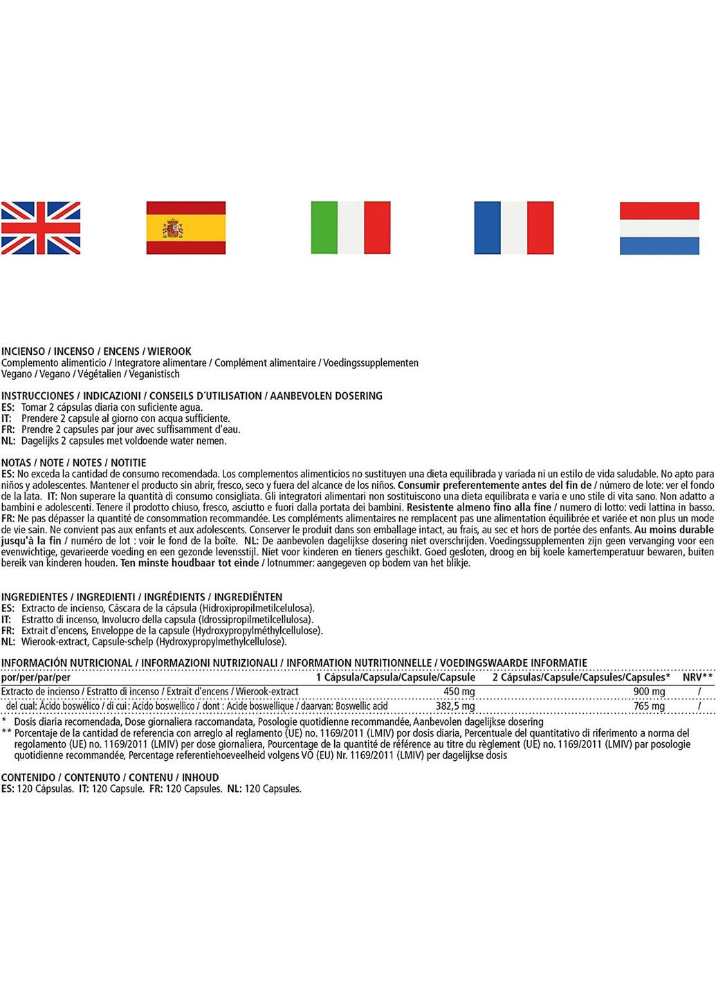 Ладан 900 мг 120 капсул Vitamaze (299717647)