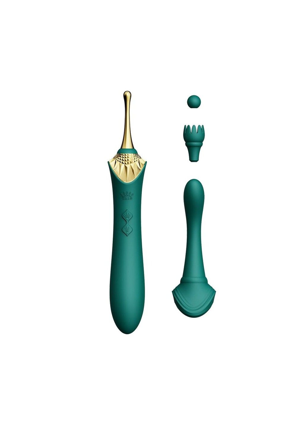 Вагінально-кліторальний вібратор — Bess Turquoise Green, багатофункціональний із насадками Zalo (333332278)