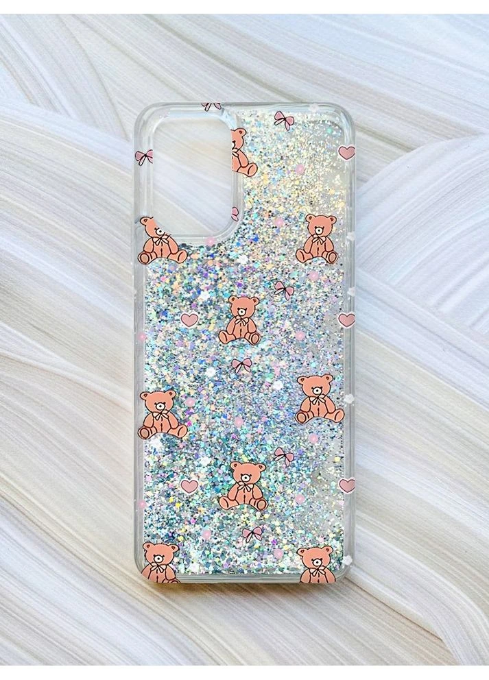 Чехол с плавающими серебряными блестками на Xiaomi Redmi Note 10/Note 10s Ведмежата (принт 418) Creative (361113161)