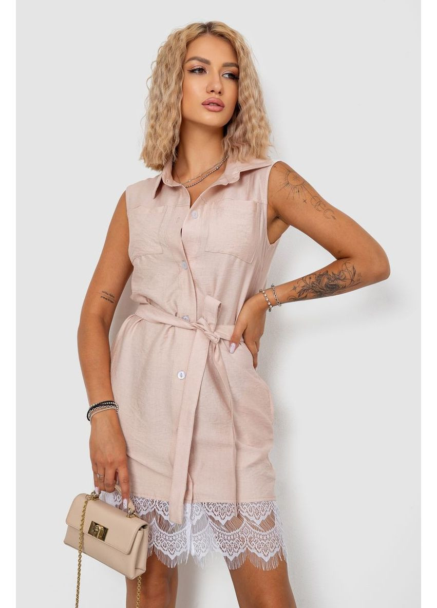 Бежевое платье на пуговицах,, 102r388 Ager