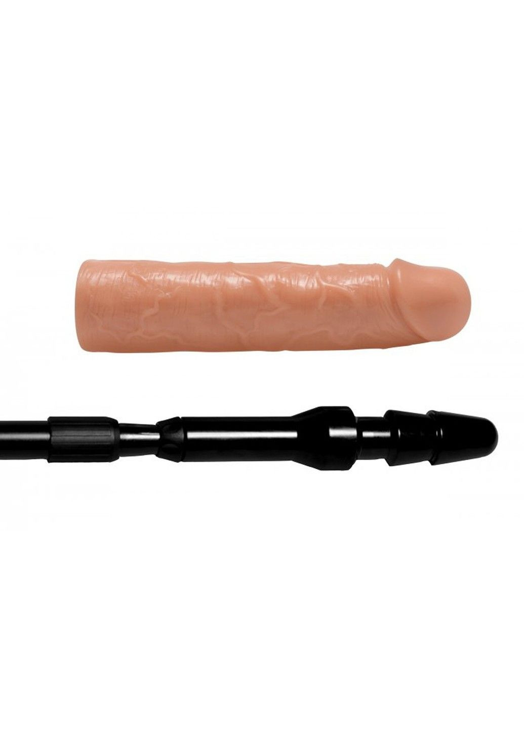 Реалістична насадка на регульованій довгій чорній рукояті Dick Stick - Dildo On Expandable Rod Master Series (289784610)