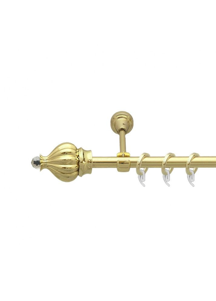 Карниз Твісто металевий однорядний відкритий гладка труба Золото 16 мм 200 см (7751945) ORVIT (300799452)