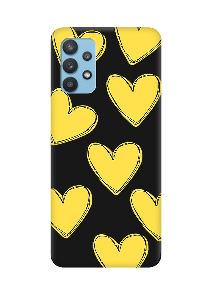 Матовий чорний чохол на Samsung Galaxy A32:: Сердечка жовті (принт 259) Creative (360679317)