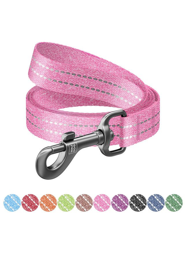 Поводок для собак WAUDOG Re-cotton розовый 15 мм 500 см светоотражающий шлейка для животных безопасный ProDobro (373221344)