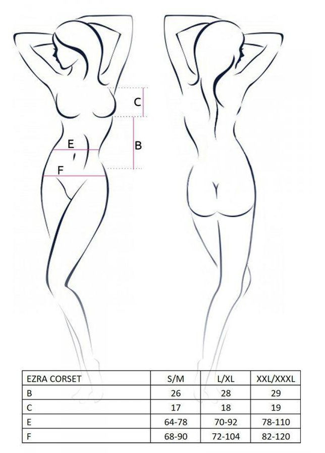 Корсет с декольте ERZA CORSET black S/M -, пажи, трусики, полупрозрачный Passion (303892710)