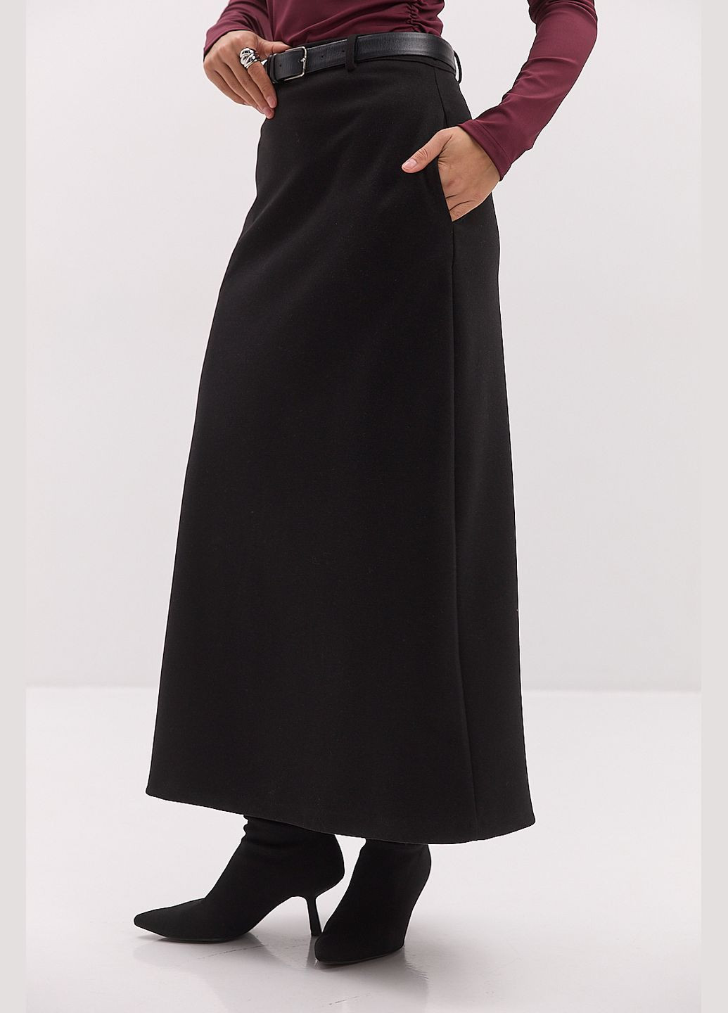 Довга спідниця із теплого трикотажу з розрізом ззаду Arjen (308725431)