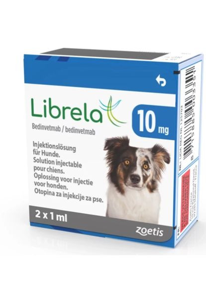 Либрела 10 мг, раствор для инъекций для собак, 2х1 мл, (5414736063119) Zoetis (364359618)