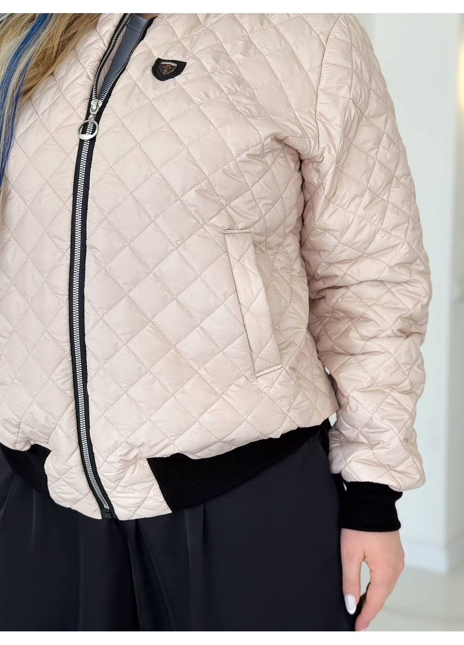 Бежевая куртка-бомбер эмми простыня с двух сторон,100 синтепон Україна