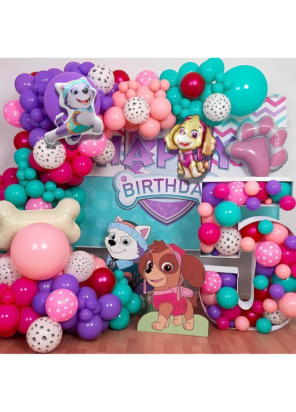 Набір 110 куль для фотозони Щенячий патруль Нове завдання Фіолетовий та бірюза No Brand (360559498)