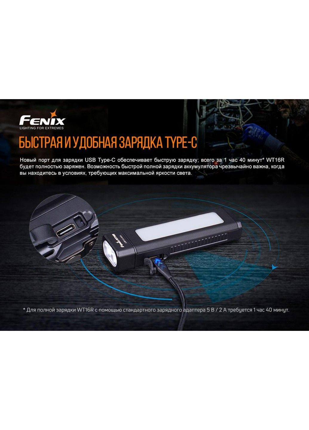 Ручной аккумуляторный мультифонарь WT16R с магнитом (Черный) Fenix (331639317)