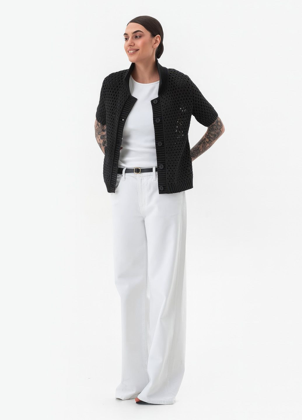 Ажурний кардиган із італійської бавовни SVTR (342112228)