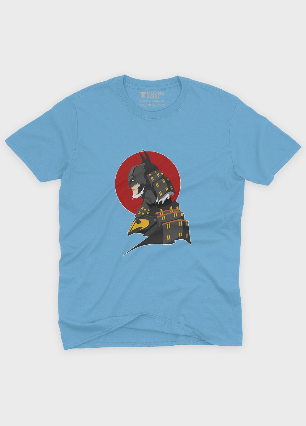 Блакитна демісезонна футболка для хлопчика з принтом супергероя - бетмен (ts001-1-lbl-006-003-028-b) Modno