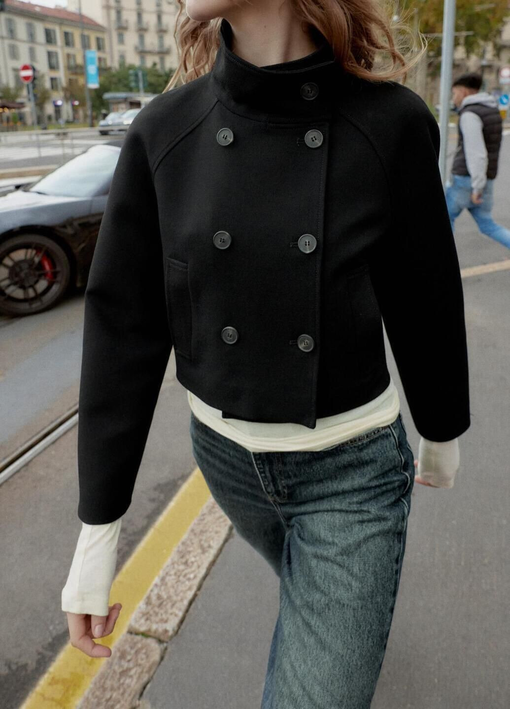 Черный женский жакет Zara однотонный - демисезонный