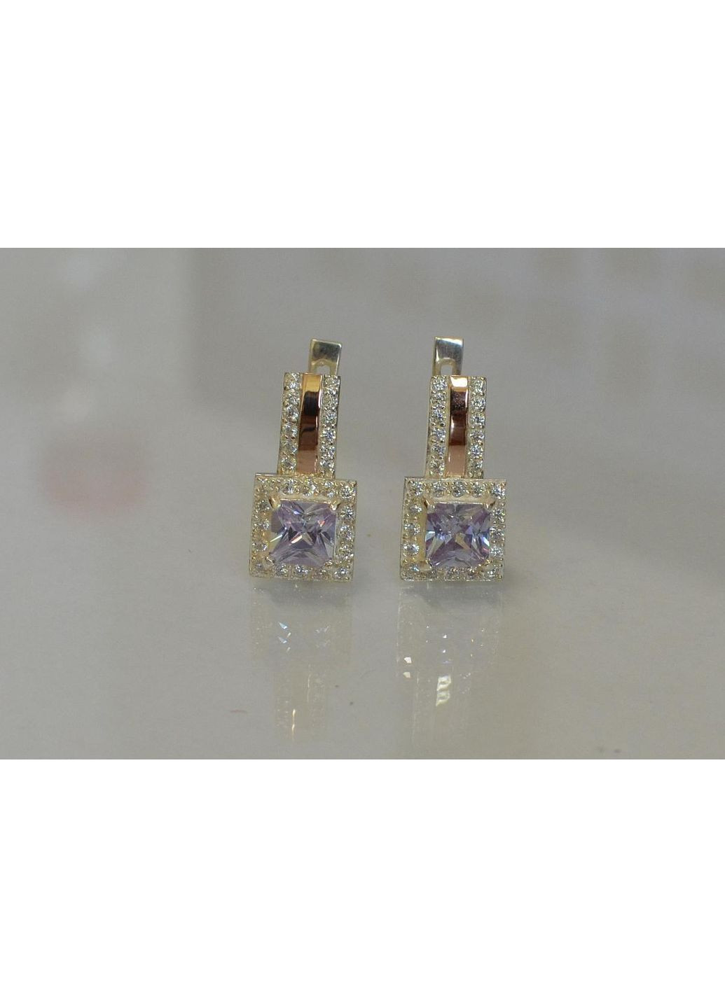 Срібні сережки з напайками із золота Silver Style (366813558)