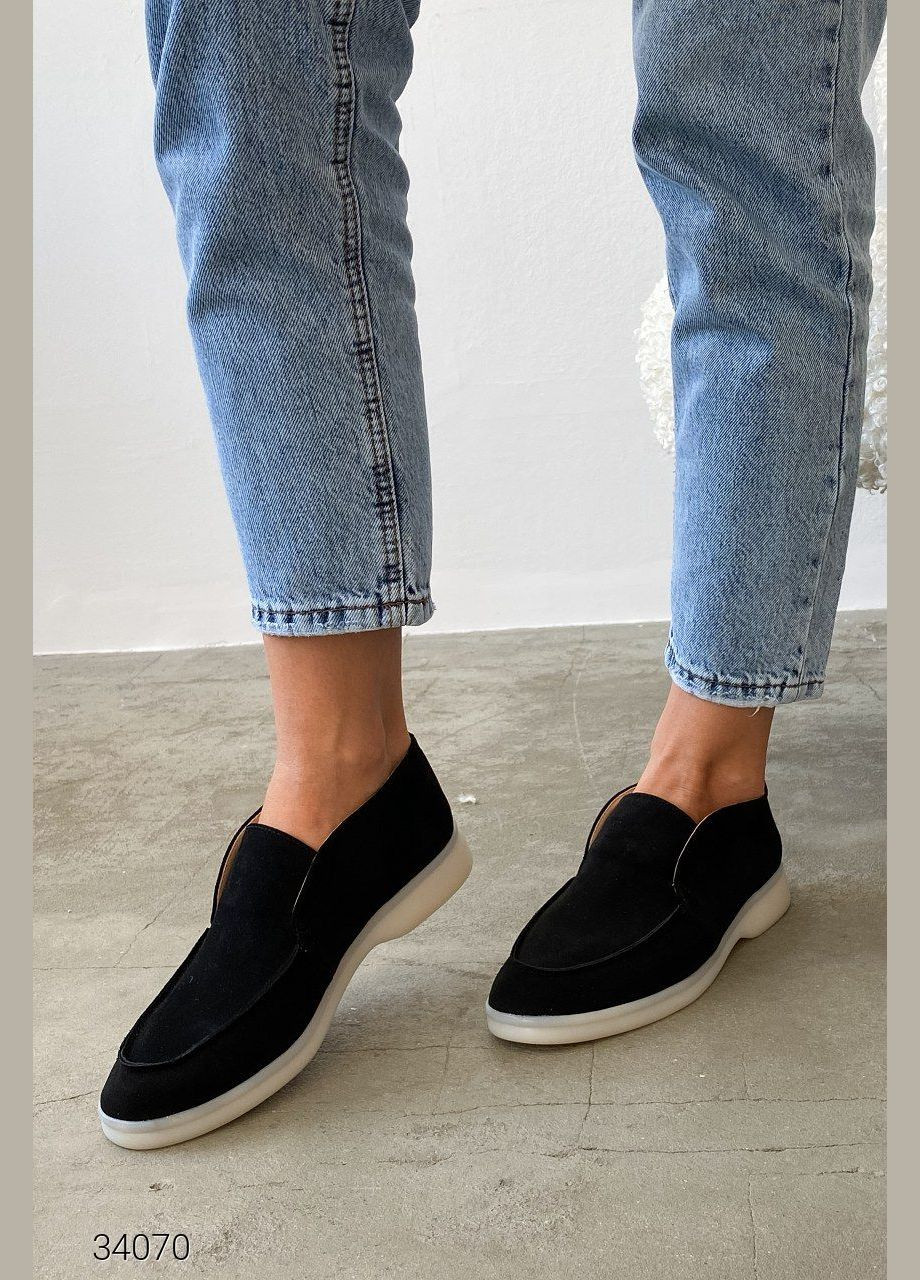 Liton Замшевые лоферы без застежки черный з искусственная замша, украина — демисезон (303775604)