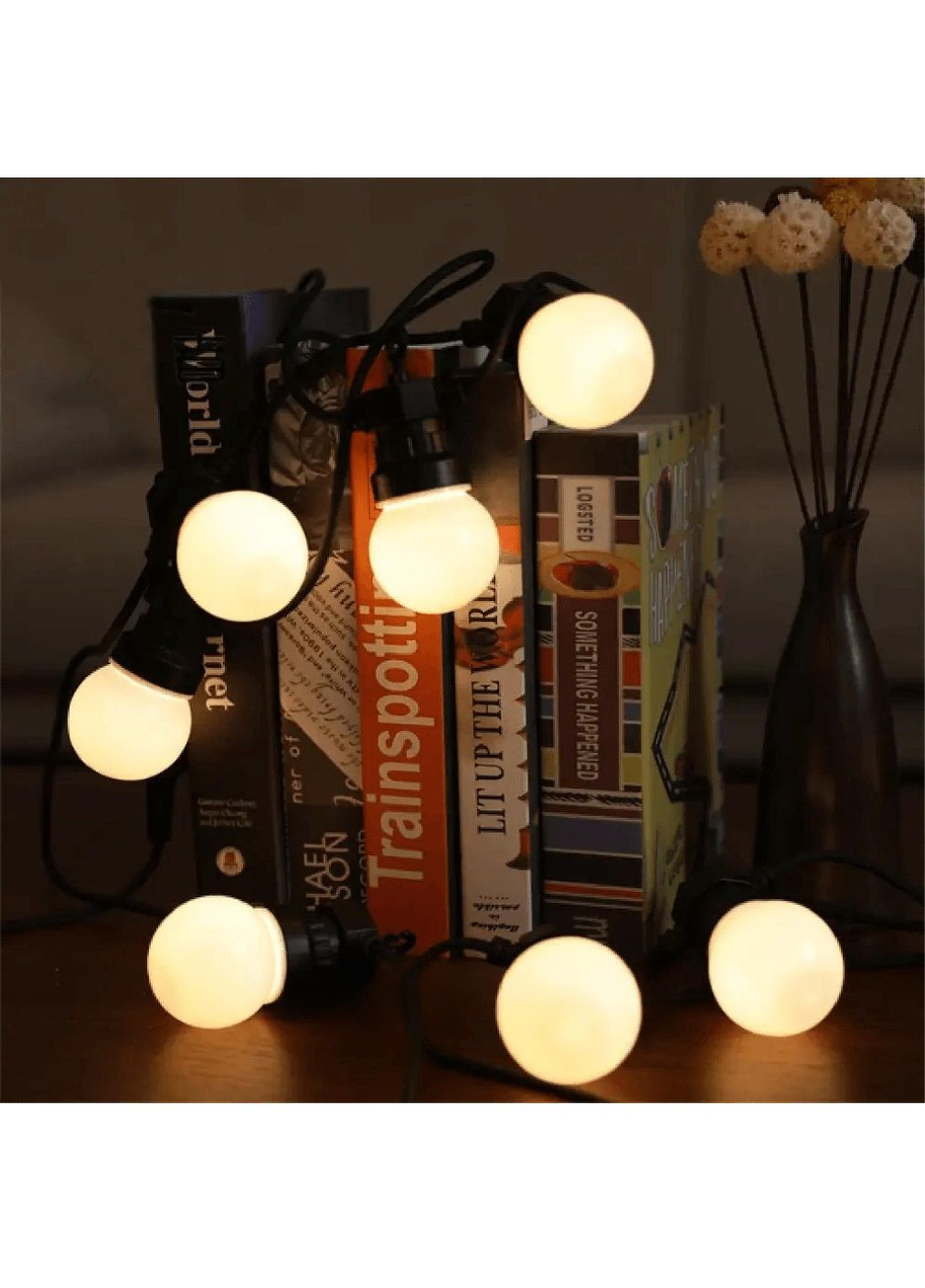 Світлодіодна гірлянда на вікно ялинку з роботою від мережі з'єднувачем лампочками 10 штук 10 м (478692-Prob) Тепла біла Unbranded (308796849)