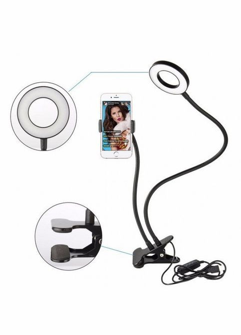 Набор блоггер с держателем и LED-подсветкой кольцо на прищепке селфи Zegor (322316571)