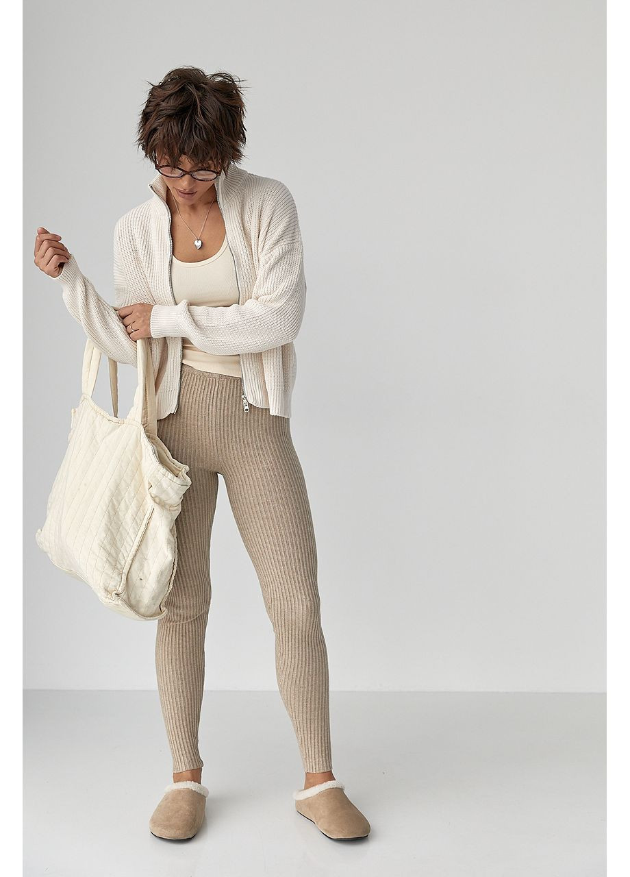 В'язаний однотонний кардиган з коміром-стійкою Lurex (365629479)