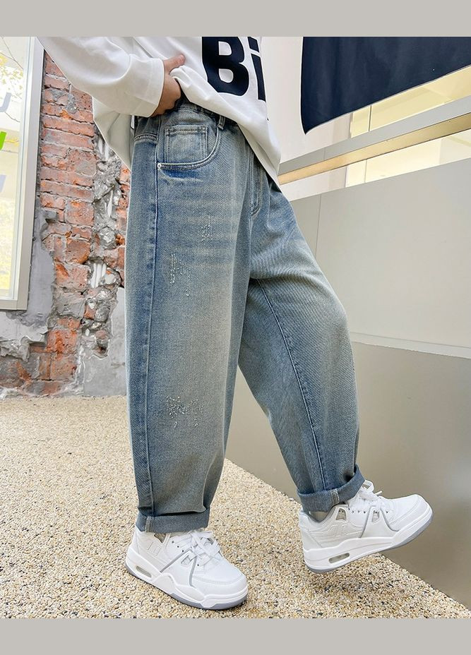 Синие широкие джинсы для мальчика, стиль оверсайз. Jeans