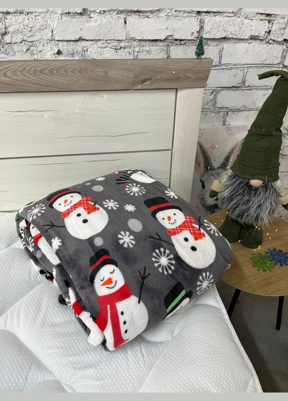 Плед новогодний теплый флис Черный 200х215 см No Brand (308754623)