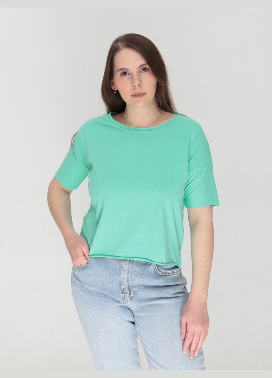 Футболка женская светло-зеленая укороченная однотонная JEANSclub Вільна - (322999568)