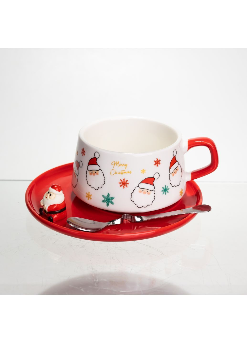 Чашка для латте-арту порцелянова Merry Christmas 250 мл з блюдцем FM-CS-10A No Brand (368641483)